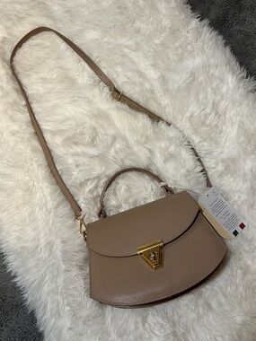Taupe Structured Crossbody Satchel - Classic Women's Bag
